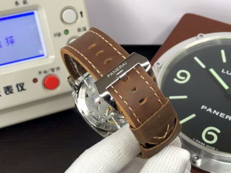 Panerai PAM 663 Luminor 1950 3 Days Clone P.3000 Movement Black Dial Brown Leather Strap - Image 9