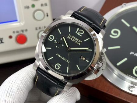 Panerai PAM 312 Luminor 1950 3 Days Super Clone P.9000 Movement Black Dial Black Leather Strap - Image 3