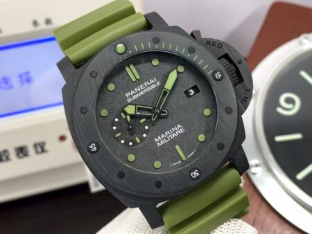 Panerai PAM 961 Submersible Marina Militare CarboTech Super Clone P.9010 Black Dial Green Rubber Band - Image 2