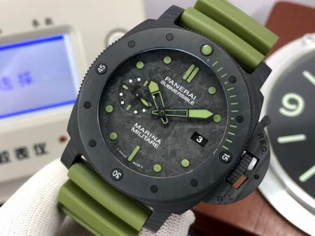 Panerai PAM 961 Submersible Marina Militare CarboTech Super Clone P.9010 Black Dial Green Rubber Band - Image 3