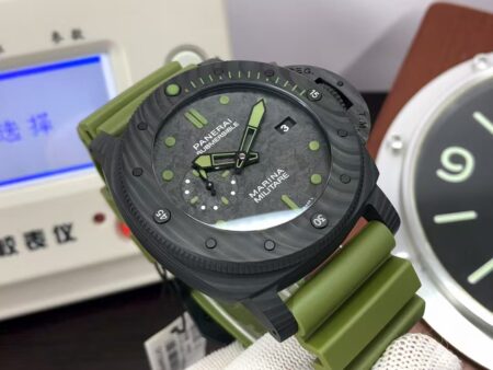 Panerai PAM 961 Submersible Marina Militare CarboTech Super Clone P.9010 Black Dial Green Rubber Band - Image 4