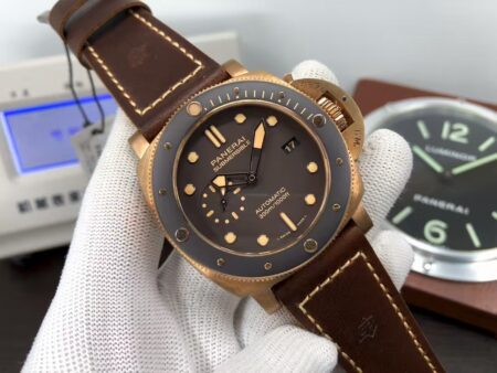 Panerai PAM 968 Submersible Bronzo Super Clone P.9010 Movement Brown Dial Brown Leather Strap - Image 2
