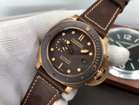 Panerai PAM 968 Submersible Bronzo Super Clone P.9010 Movement Brown Dial Brown Leather Strap - Image 3