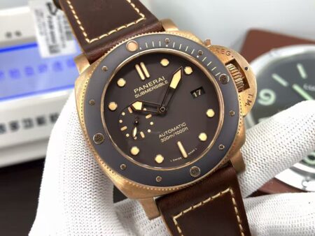 Panerai PAM 968 Submersible Bronzo Super Clone P.9010 Movement Brown Dial Brown Leather Strap - Image 4