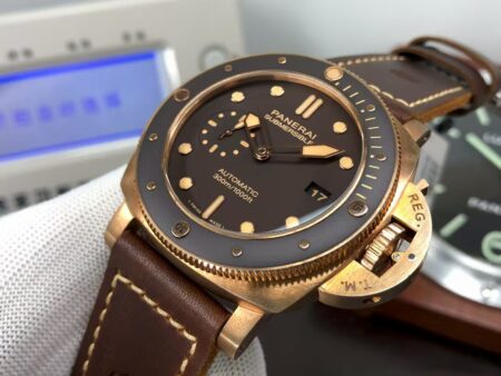 Panerai PAM 968 Submersible Bronzo Super Clone P.9010 Movement Brown Dial Brown Leather Strap - Image 5