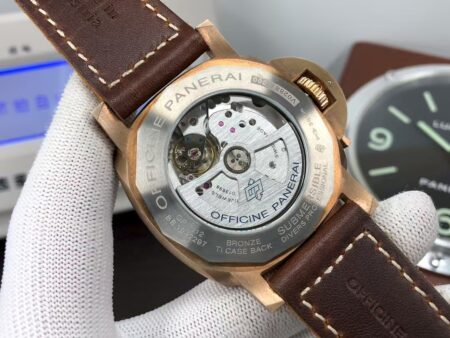 Panerai PAM 968 Submersible Bronzo Super Clone P.9010 Movement Brown Dial Brown Leather Strap - Image 8