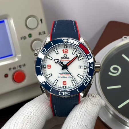 Omega Seamaster Planet Ocean 600m 43.5mm America's Cup Super Clone 8900 Movement Blue Ceramic Bezel Blue Rubber Strap