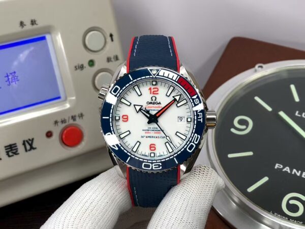 Omega Seamaster Planet Ocean 600m 43.5mm America's Cup Super Clone 8900 Movement Blue Ceramic Bezel Blue Rubber Strap