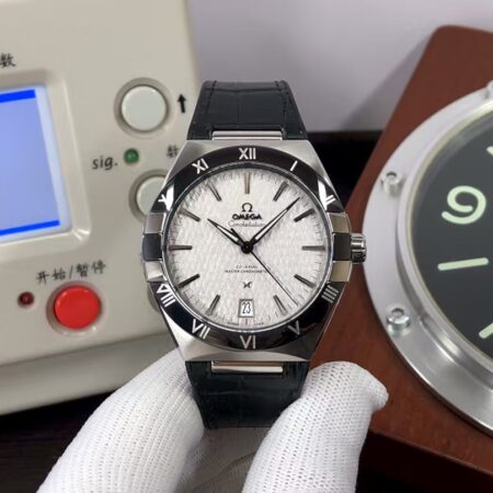 Omega Constellation Co-Axial 41mm Super Clone 8900 Movement White Dial Black Leather Strap