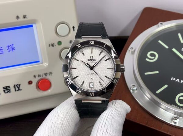 Omega Constellation Co-Axial 41mm Super Clone 8900 Movement White Dial Black Leather Strap