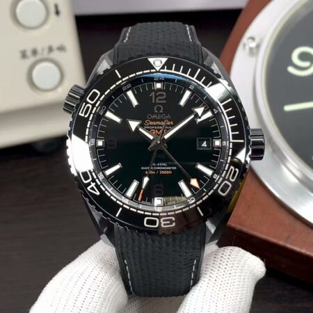 Omega Planet Ocean GMT Deep Black 45.5mm 215.92.46.22.01.001 Black Ceramic Case Black Dial Clone 8906 Movement