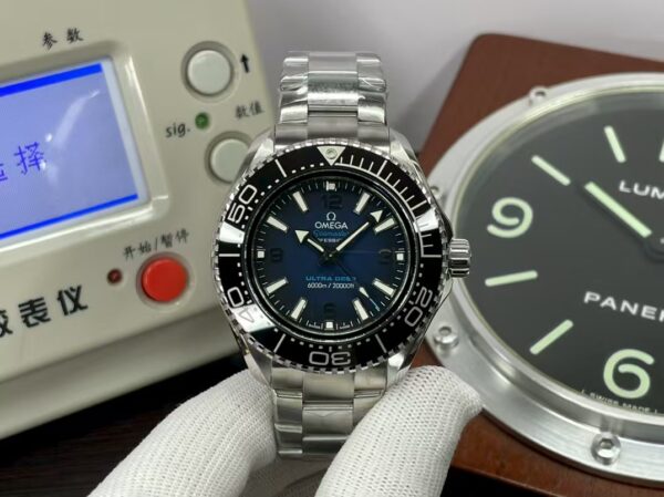 Omega Planet Ocean 600m 45.5mm Ultra Deep Clone 8912 Movement Black Ceramic Bezel Blue Dial