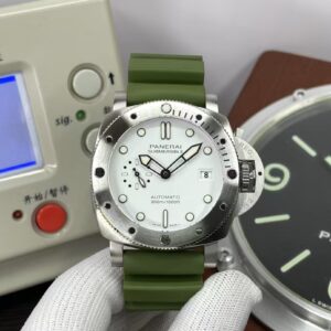 Panerai PAM1226 Submersible Quranta Quattro Bianco 44mm White Dial Green Rubber Band