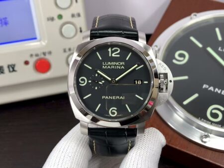 Panerai PAM 312 Luminor 1950 3 Days Super Clone P.9000 Movement Black Dial Black Leather Strap