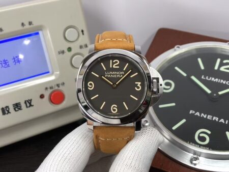 Panerai Luminor Marina Base PAM 390 ETA 6497-2 Hand Winding Movement Black Dial Brown Leather Strap