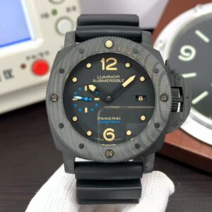 Panerai PAM 616 CarboTech Submersible Super Clone P.9000 Movement Black Dial Black Rubber Strap
