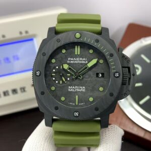 Panerai PAM 961 Submersible Marina Militare CarboTech Super Clone P.9010 Black Dial Green Rubber Band
