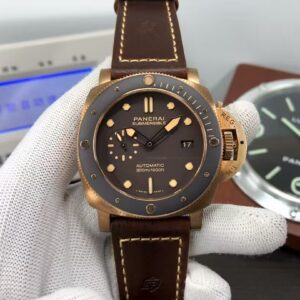 Panerai PAM 968 Submersible Bronzo Super Clone P.9010 Movement Brown Dial Brown Leather Strap
