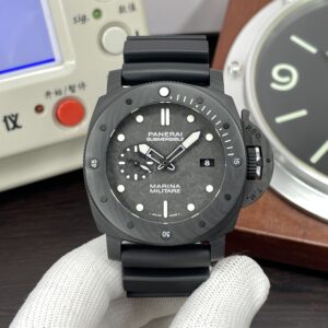 Panerai PAM 979 Carbotech Submersible Marina Militare Carbon Dial Super Clone P.9000 Movement Black Rubber Strap
