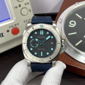 Panerai Submersible Mike Horn PAM 985 Titanium Case Super Clone P.9010 Movement Black Dial Blue Leather Strap