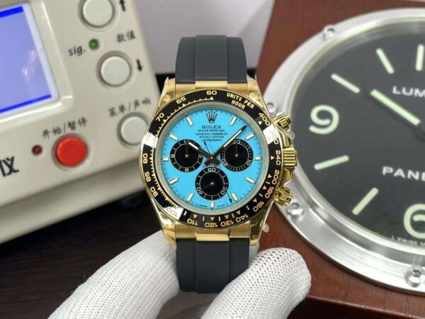 Rolex Daytona 126518 Yellow Gold Case Turquoise Blue Dial Super Clone SH4131 Movement