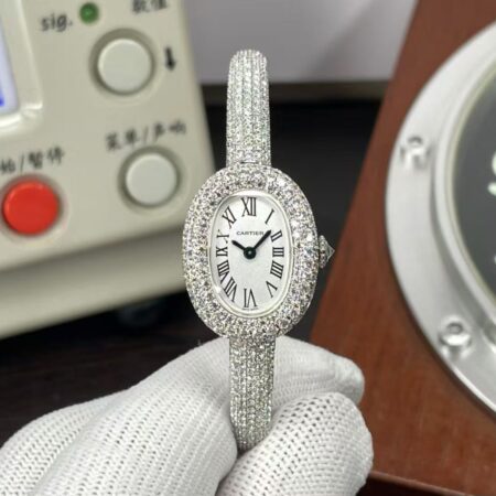 Cartier Baignoire HPI01607 Bracelet Watch Quartz Movement Moissanite Diamonds