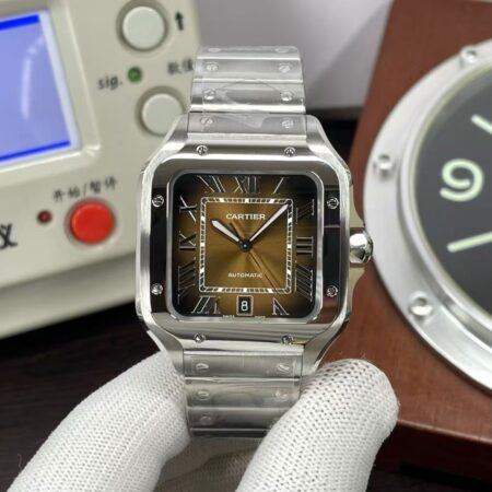 Cartier Santos WSSA0064 Large Stainless Steel Case Brown Gradient Dial Automatic Movement
