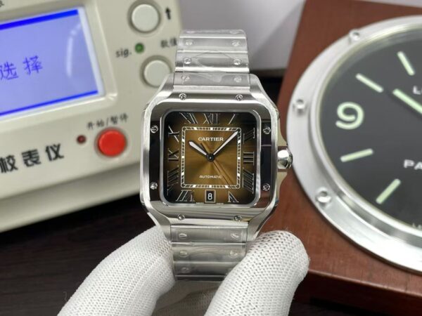 Cartier Santos WSSA0064 Large Stainless Steel Case Brown Gradient Dial Automatic Movement