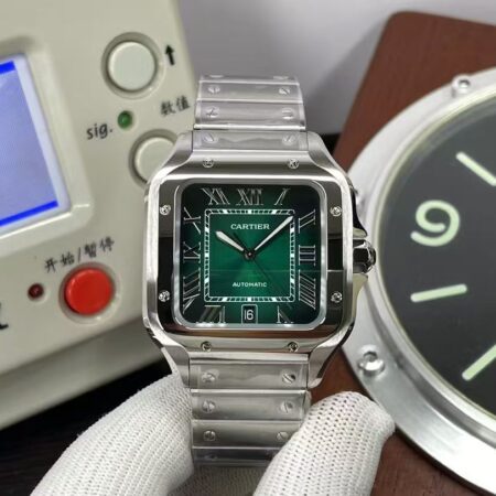 Cartier Santos WSSA0062 Large Stainless Steel Case Green Dial Cal.1847 MC Automatic Movement