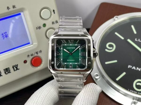 Cartier Santos WSSA0062 Large Stainless Steel Case Green Dial Cal.1847 MC Automatic Movement