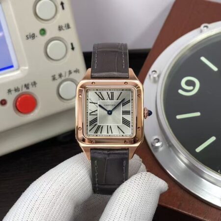 Cartier Santos Small Size WSSA0022 Rose Gold Case Swiss Quartz Movement Brown Leather Strap