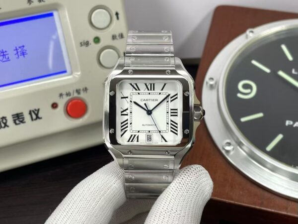 Cartier Santos WSSA0009 Large Automatic Movement Stainless Steel Case White Dial