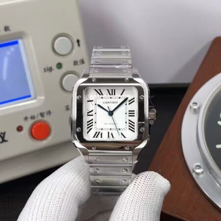 Cartier Santos WSSA0010 Medium Size Stainless Steel Case White Dial Automatic Movement
