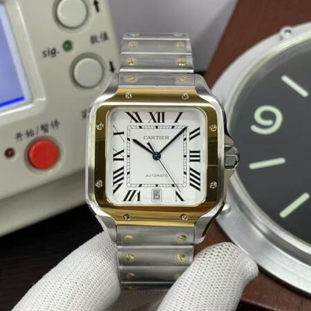 Cartier Santos W2SA0009 Large Two Tone White Dial Automatic Movement Sapphire Crystal