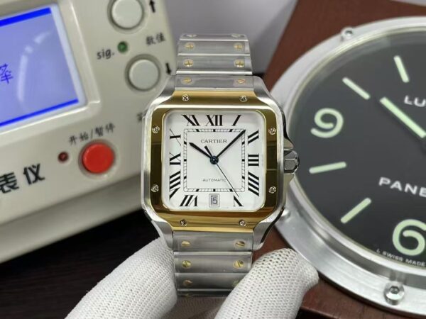 Cartier Santos W2SA0009 Large Two Tone White Dial Automatic Movement Sapphire Crystal