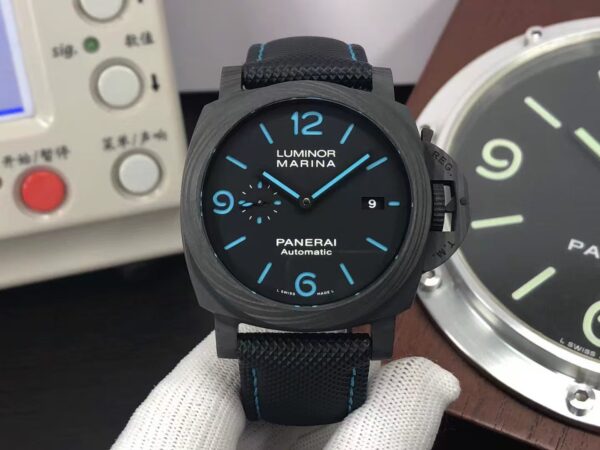 Replica Panerai Luminor Marina PAM 1661 Carbon Case Super Clone P.9010 Movement Black Dial