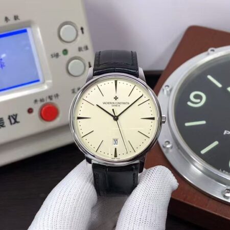Vacheron Constantin Patrimony 85180 Stainless Steel Case White Dial Black Leather Strap