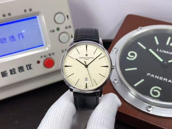Vacheron Constantin Patrimony 85180 Stainless Steel Case White Dial Black Leather Strap
