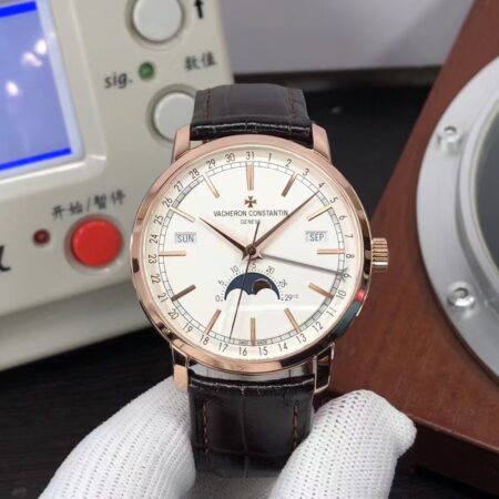 Vacheron Constantin Patrimony Moon Phase Retrograde Date 4010T/000R-B344 Rose Gold Case Brown Leather Strap