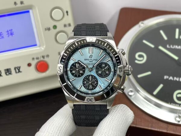 Breitling Chronomat B01 42mm Stainless Steel Case Blue Dial Rubber Strap