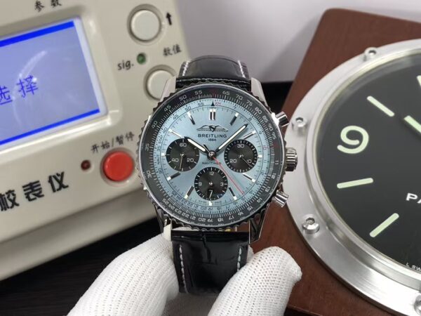 Breitling Navitimer B01 43mm AB0138241C1P1 Light Blue Dial Black Leather Strap