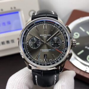 Breitling Premier AB0118221B1P1 Gray Dial Black Leather Strap