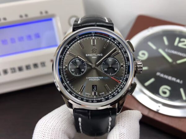 Breitling Premier AB0118221B1P1 Gray Dial Black Leather Strap