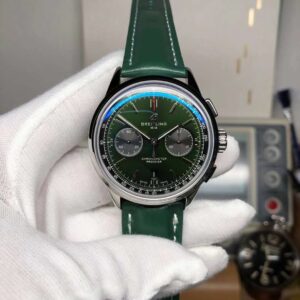 Breitling Premier Green Dial Green Leather Strap Asian Valjoux 7750 Movement