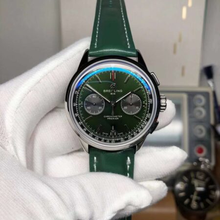 Breitling Premier Green Dial Green Leather Strap Asian Valjoux 7750 Movement