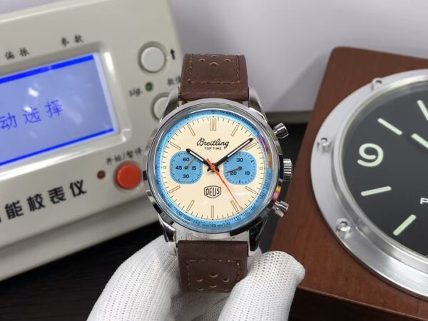 Breitling Top Time Deus A233112A1A1X1 White Dial Brown Leather Strap
