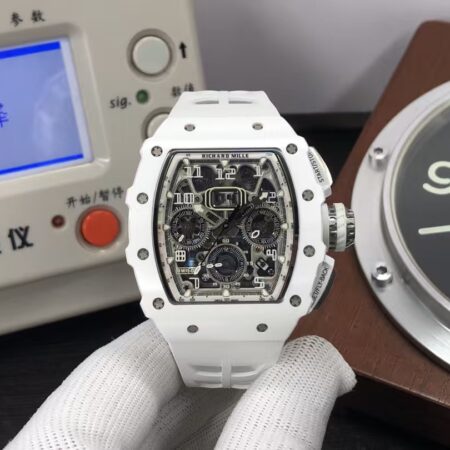 Richard Mille RM011-03 White Ceramic Case RMAC3 Movement White Rubber Strap