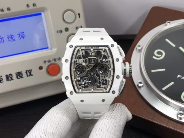 Richard Mille RM011-03 White Ceramic Case RMAC3 Movement White Rubber Strap