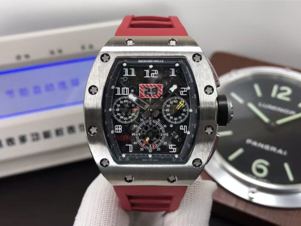 Richard Mille RM011-03 Titan Felipe Massa Valjoux 7750 Movement Skeleton Dial Red Rubber Strap