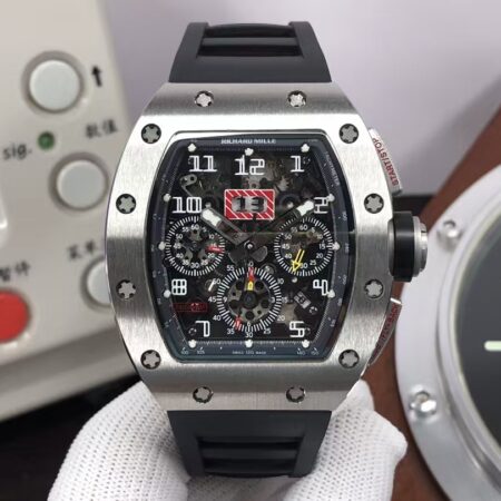 Richard Mille RM011-03 Titan Felipe Massa Valjoux 7750 Movement Skeleton Dial Black Rubber Strap